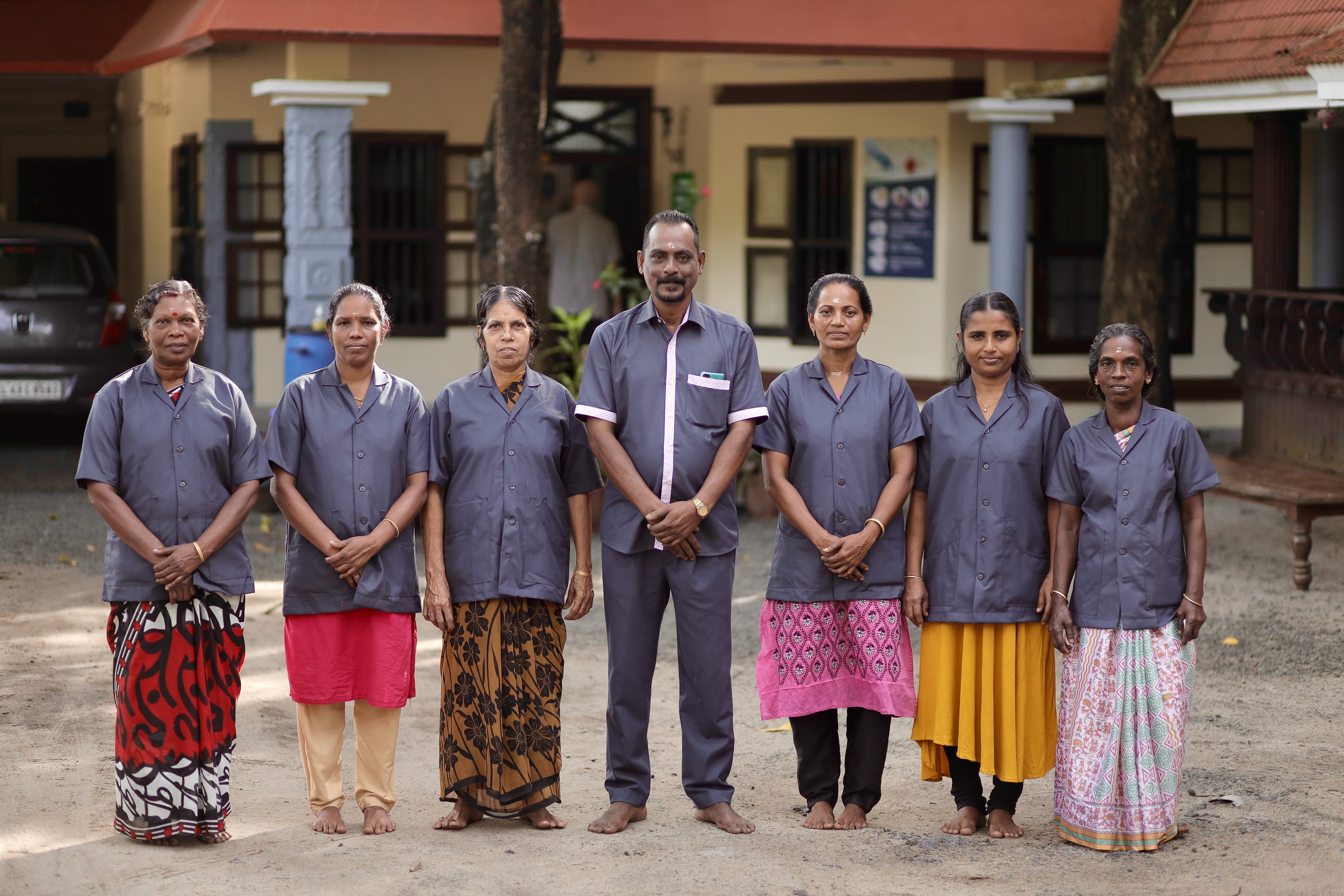 Canteen staff preparing Ayurvedic meals