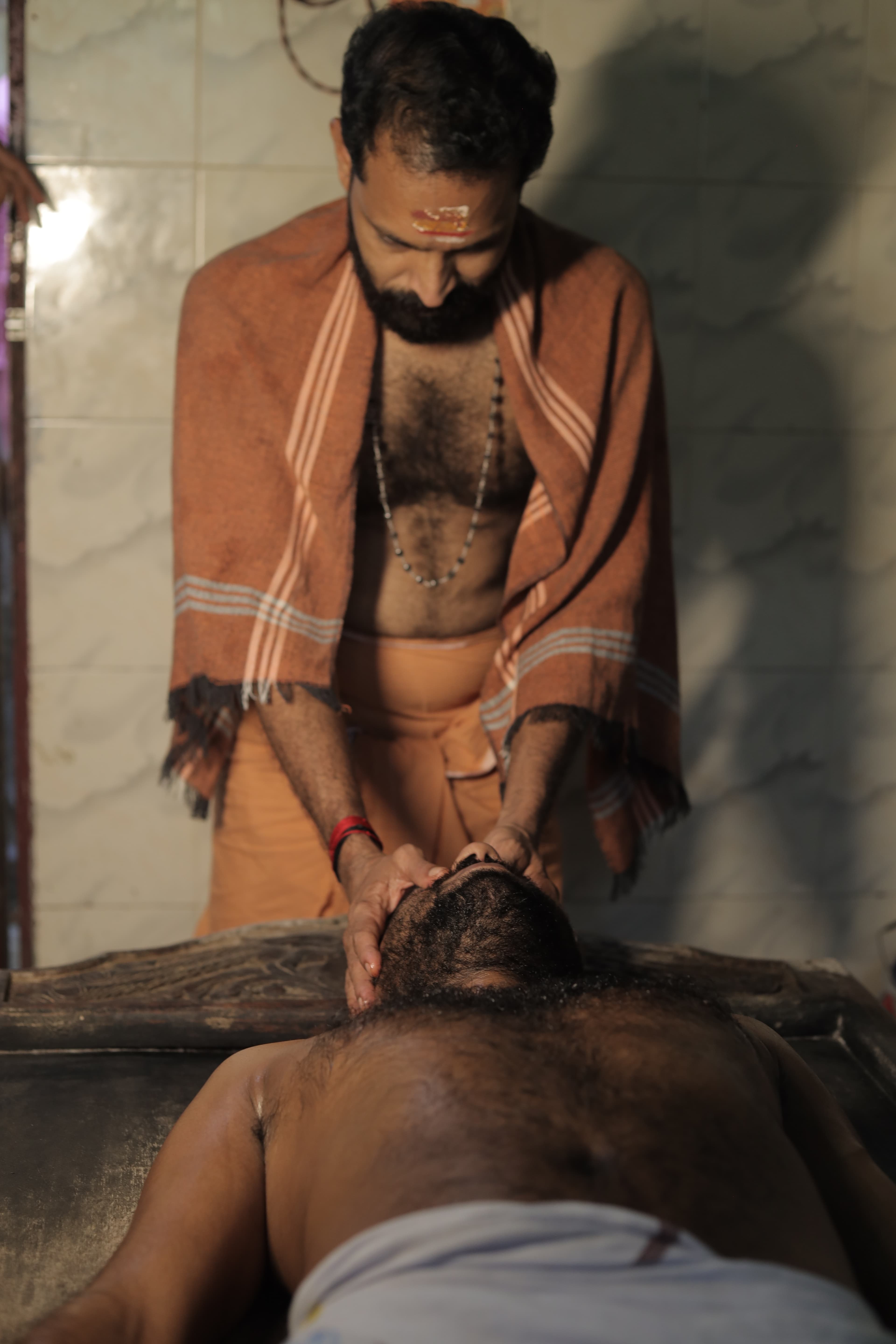 Traditional Ayurvedic head massage